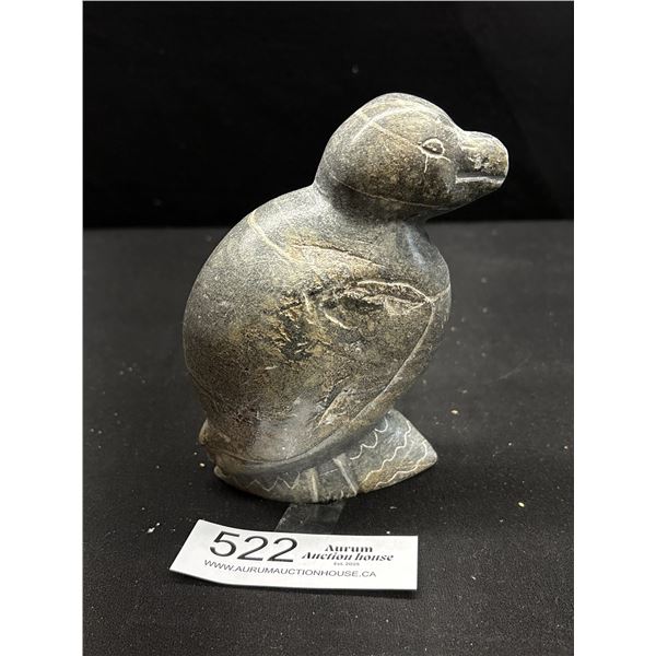 Vintage First Nation Eskimo Soapstone Carving, Marked Josie Papialook © 75- OL 251