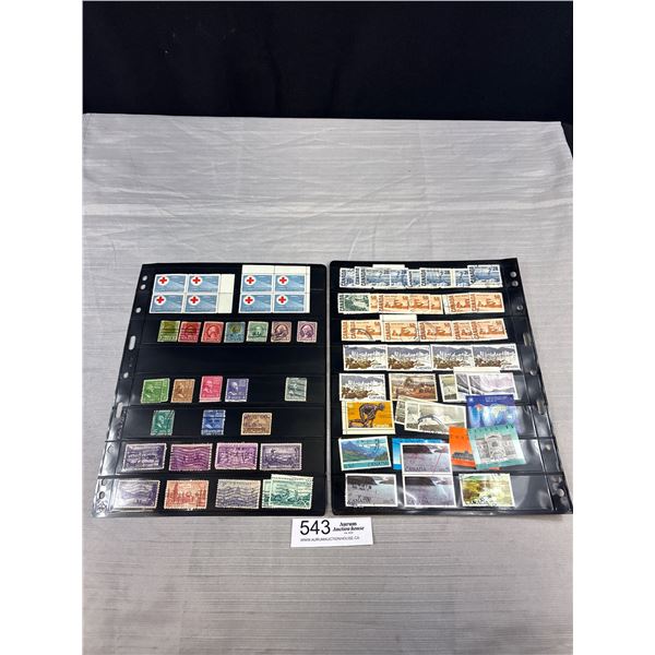 2 Double Sided Sheets of Vintage Stamps