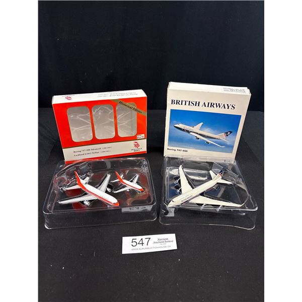 2 Boxes of Diecast Planes, British Airways and Dragon Air