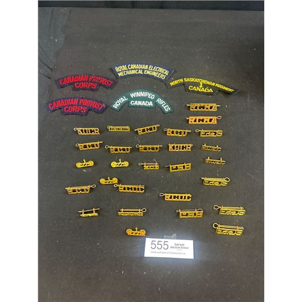 Nice Lot of Vintage Canadian WW2 Era Cloth and Metal Shoulder Patches