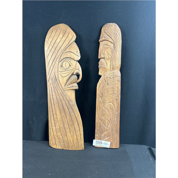 2 21" Tall Handcarved Native Carvings