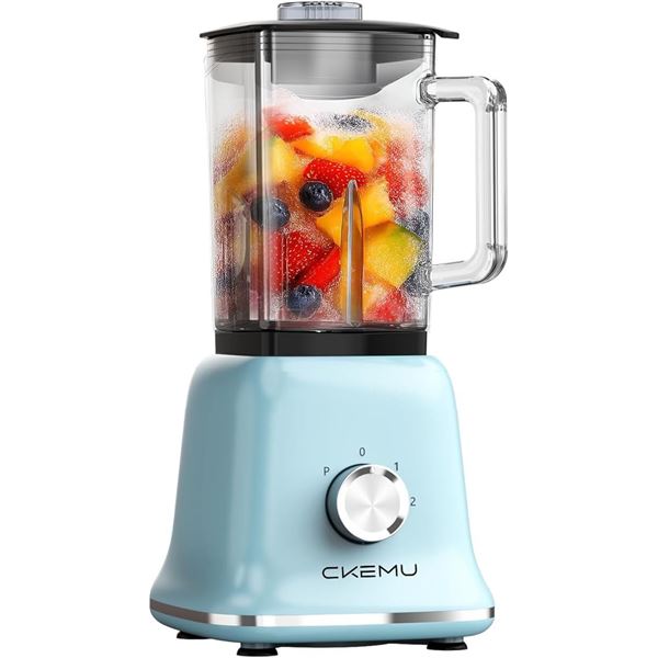 CKEMU Professional Glass Kitchen Blender for Smoothies/Drinks (58oz) 750 Watts (Blue) - NEW SEALED!