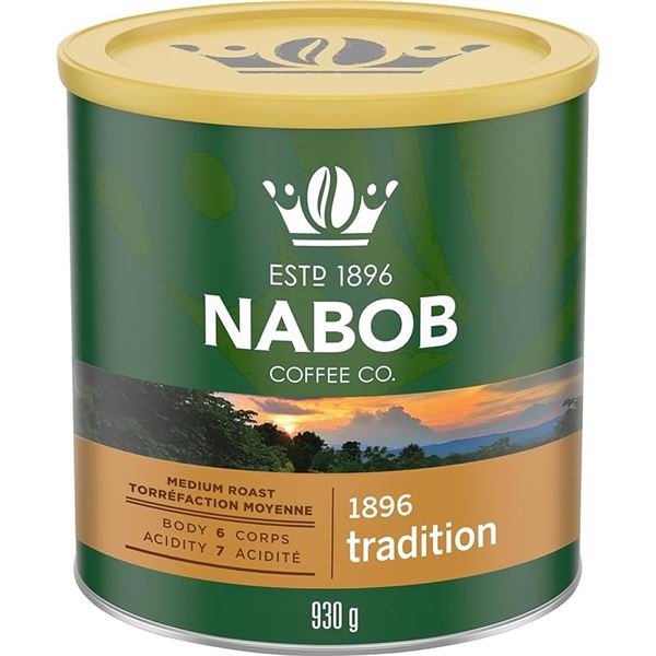 Nabob Medium Roast Ground Coffee (930g Large Tin) Traditional Ground Coffee - New Sealed