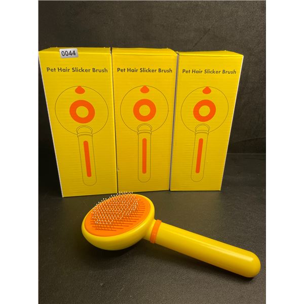 3 Pet Hair Slicker Brushes - Easy One-Click Hair Remover Button - New