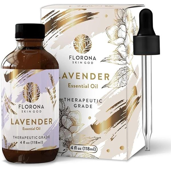 Lot of 4 Florona Lavender Premium Quality Essential Oils (118ml) Therapeutic Grade - New