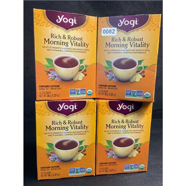 4 Boxes of Yogi Rich & Robust Morning Vitality Herbal Tea (16 Tea Bags Each) - New