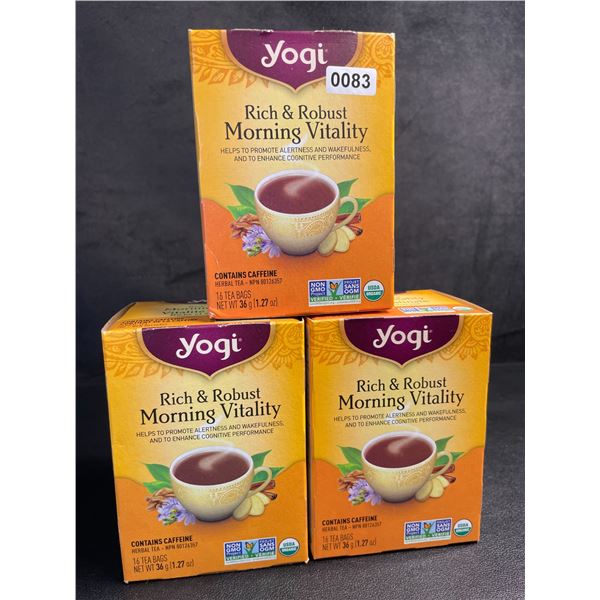 3 Boxes of Yogi Rich & Robust Morning Vitality Herbal Tea (16 Tea Bags Each) - New