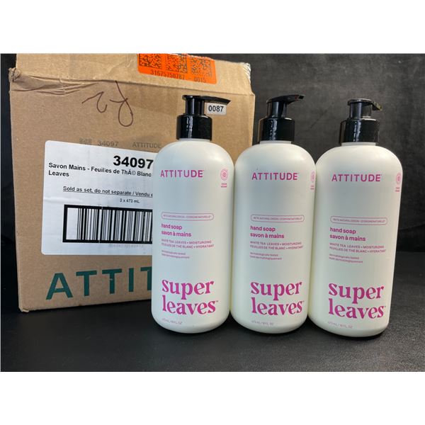 3-Pack Box of Attitude Super Leaves White Tea Leaves Hand Soap (473ml) - New