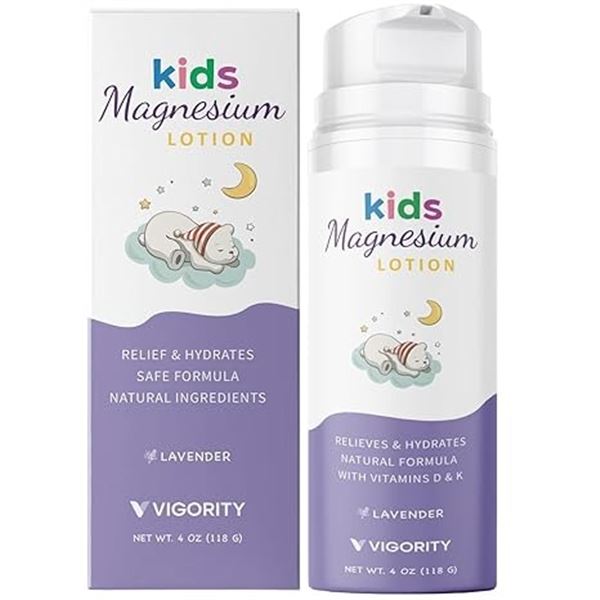 Lot of 3 Vigority Kids Magnesium Sleep Lotions (Lavender) 118g - For Kids/Toddlers - New Sealed