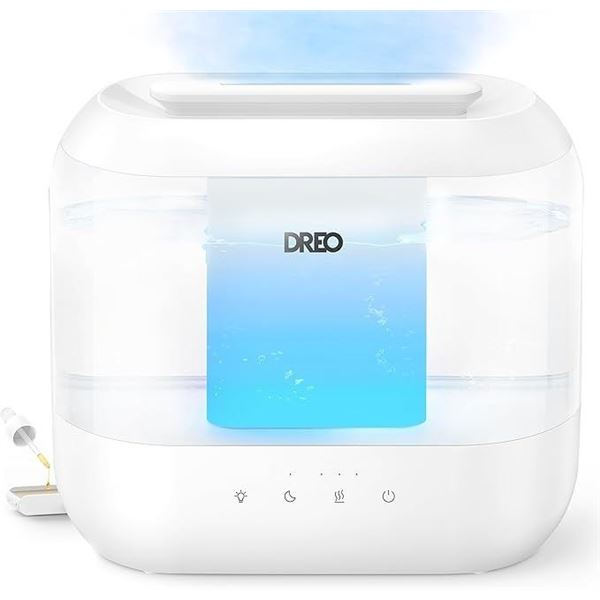 DREO Cool Mist Humidifier for Home (4L Capacity) Top-Fill Design; Quiet Design; Night-Light - New