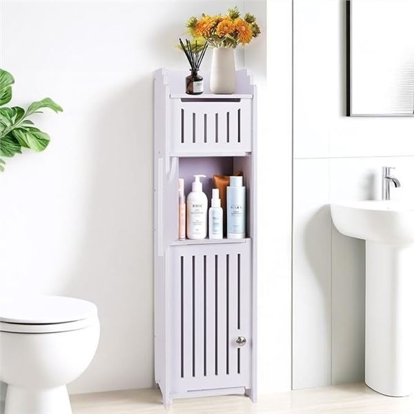 Slim Storage Cabinet for Bathroom/Kitchen Storage Stand/Shelf - New in Box (*Assembly Req'd)