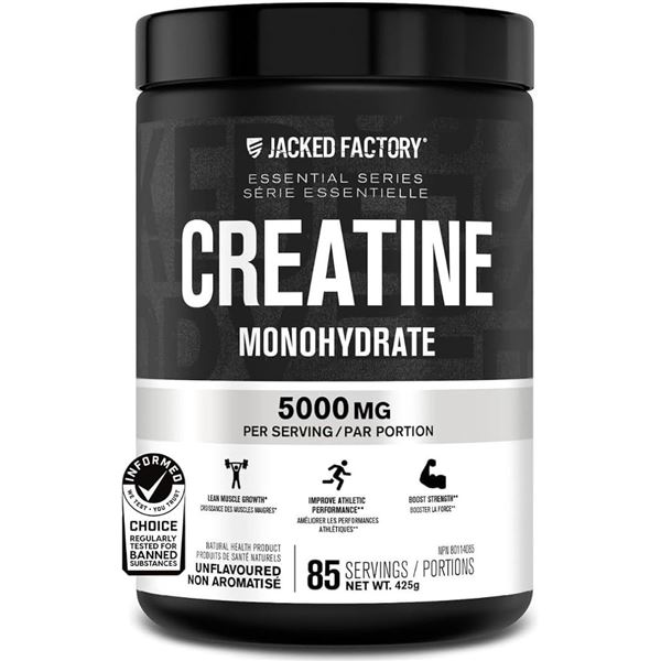 Jacked Factory Creatine Monohydrate Powder (425g) Unflavoured - New Sealed