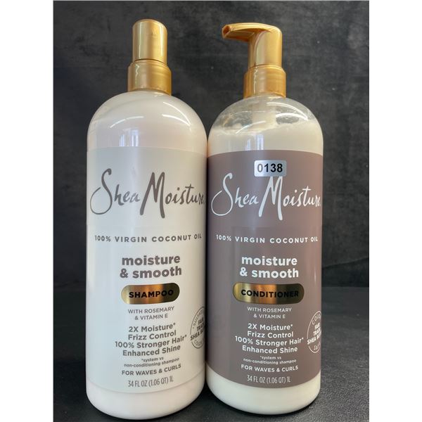 Shea Moisture 100% Virgin Coconut Oil Moisture & Smooth Shampoo + Conditioner Set (1L Each) New