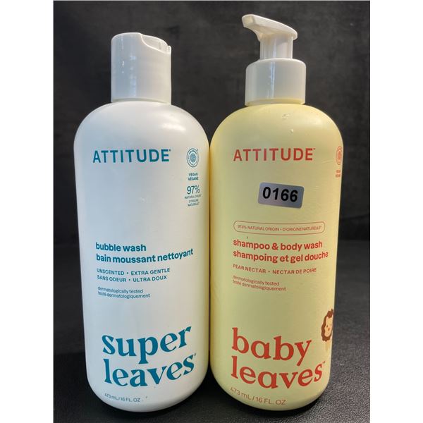 Lot of 2 ATTITUDE Products - Super Leaves Bubble Wash & Baby Leaves Shampoo/Body Wash (473ml)