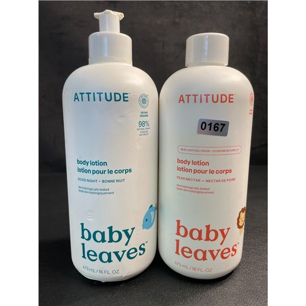 Lot of 2 ATTITUDE Baby Leaves Body Lotions - Good Night & Pear Nectar (473ml) New