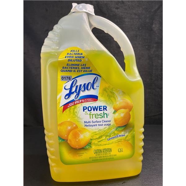 1 Large Jug of Lysol Multi-Surface Cleaner (4.26L) Lemon Scent - Power & Fresh - New