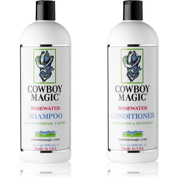 Cowboy Magic Rosewater Shampoo & Conditioner Set (946ml) Revitalizes & Detangles Hair - New