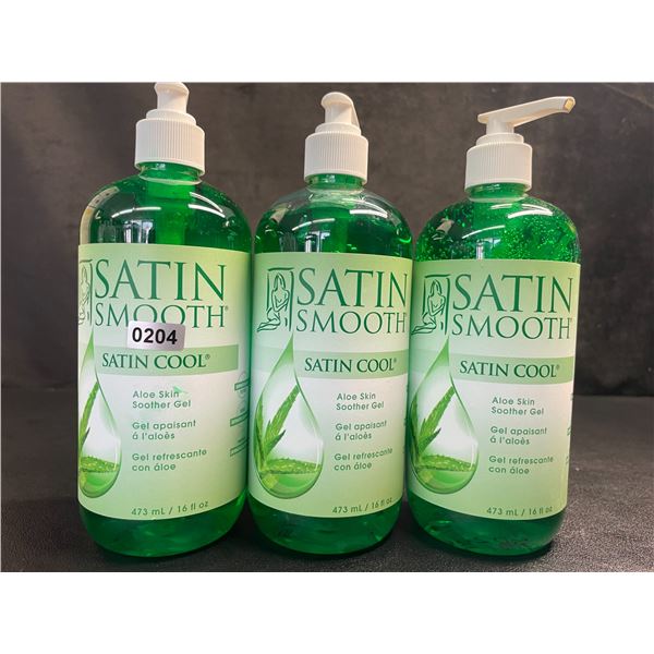 3 Bottles of Satin Smooth Satin Cool Aloe Skin Soother Gel (473ml) - New