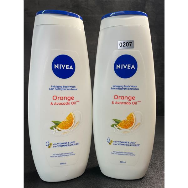 Lot of 2 NIVEA Orange & Avocado Oil Indulging Body Wash (500ml) - New
