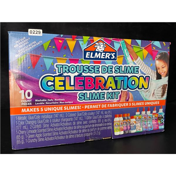 Elmer's 10PC Celebration Slime Kit - Makes 5 Unique Slimes! Washable/Safe/Non-Toxic - New