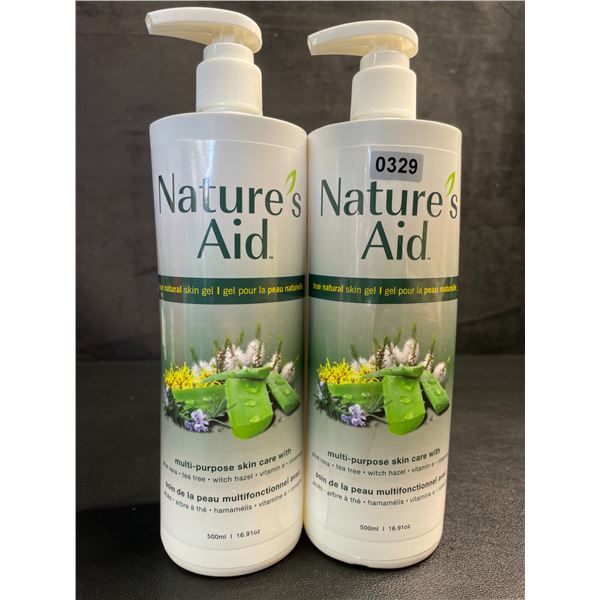 Lot of 2 Nature's Aid True Natural Skin Gel (500ml) - New