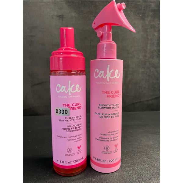 Lot of 2 CAKE Products - Curl Shape/Stay Gel-To-Foam & Blowout Magic (200ml) - New