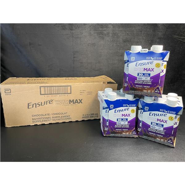 Case of Ensure Protein Max Chocolate Nutritional Supplement Drinks (3 Boxes - 4 x330ml Each) New
