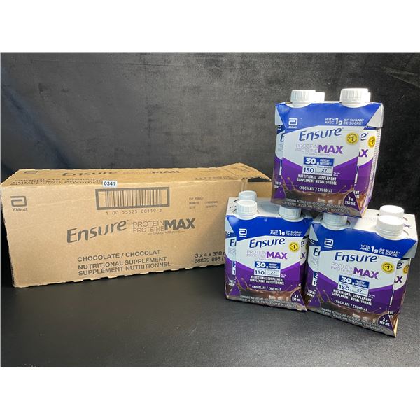 Case of Ensure Protein Max Chocolate Nutritional Supplement Drinks (3 Boxes - 4 x330ml Each) New