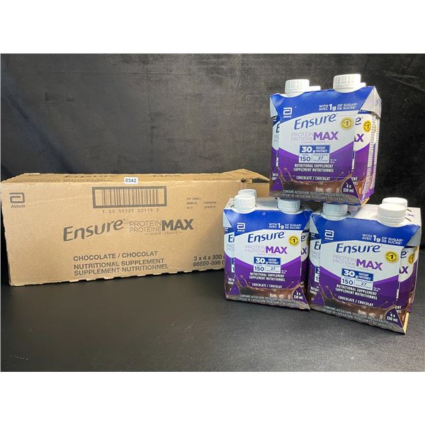 Case of Ensure Protein Max Chocolate Nutritional Supplement Drinks (3 Boxes - 4 x330ml Each) New