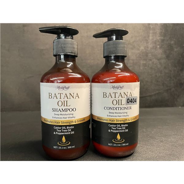 MeloPuff Batana Oil Shampoo & Conditioner Set (300ml) Promotes Hair Strength/Growth - New