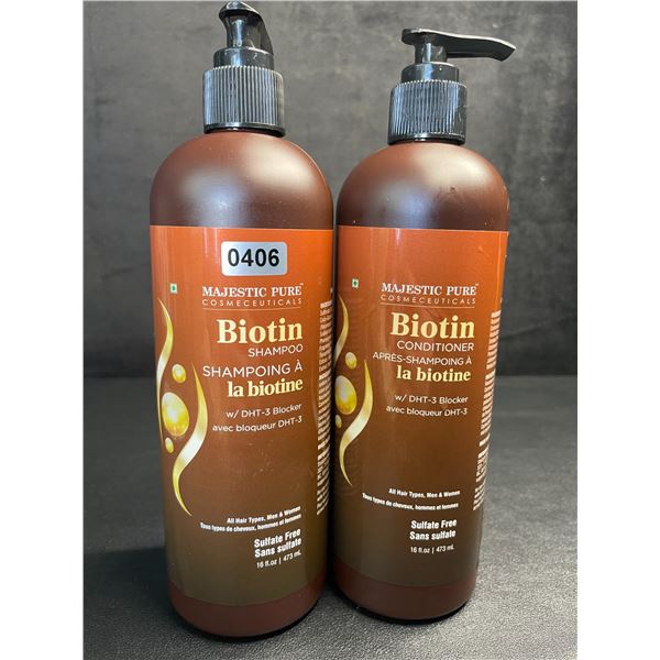 Majestic Pure Biotin Shampoo & Conditioner Set (473ml) Promotes Healthy Hair Growth - New