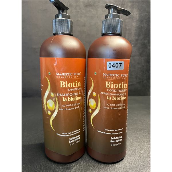 Majestic Pure Biotin Shampoo & Conditioner Set (473ml) Promotes Healthy Hair Growth - New