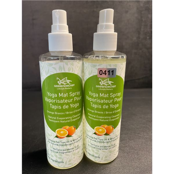 2 Bottles of Greencricket Yoga Mat Spray (250ml) Orange Breeze - New