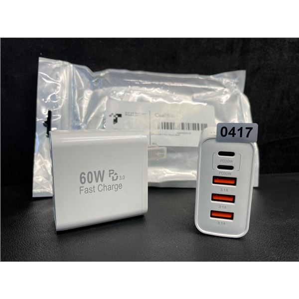 2-Pack of 60W 5-Port USB-C Fast Charger Wall Blocks - New