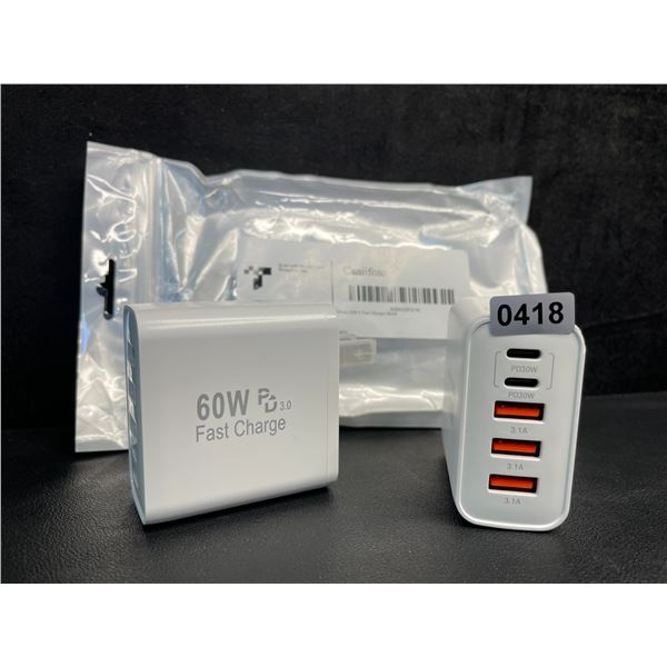 2-Pack of 60W 5-Port USB-C Fast Charger Wall Blocks - New