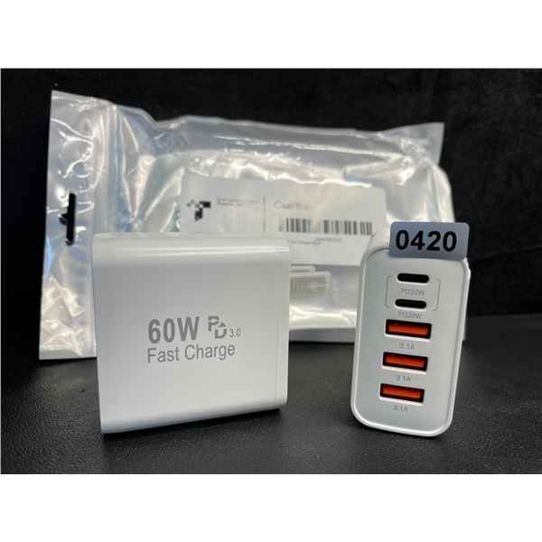 2-Pack of 60W 5-Port USB-C Fast Charger Wall Blocks - New