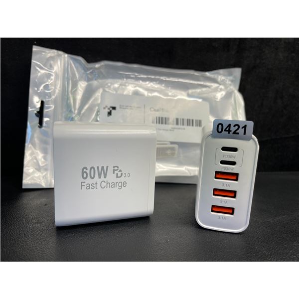 2-Pack of 60W 5-Port USB-C Fast Charger Wall Blocks - New