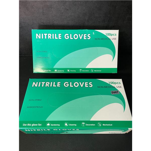 2 100ct Boxes of Non Medical Nitrile Gloves - 200PCS Total (Size Medium) - New