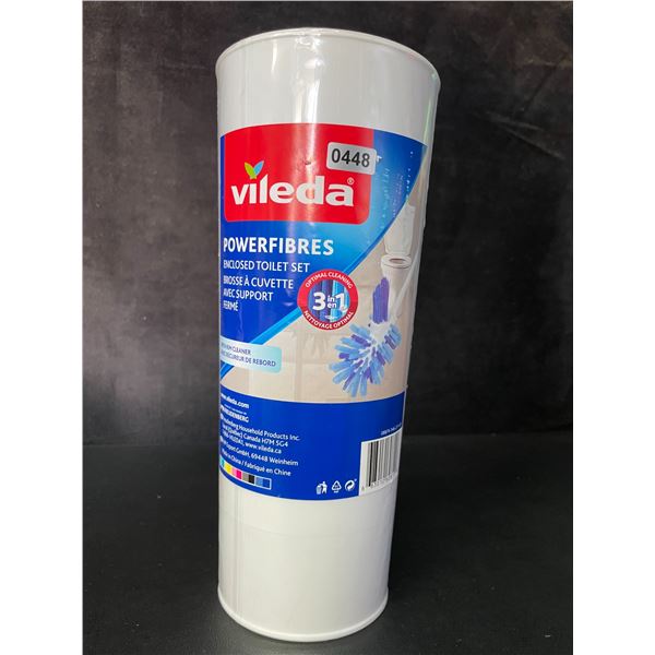 Vileda Powerfibres Enclosed Toilet Brush Set - New