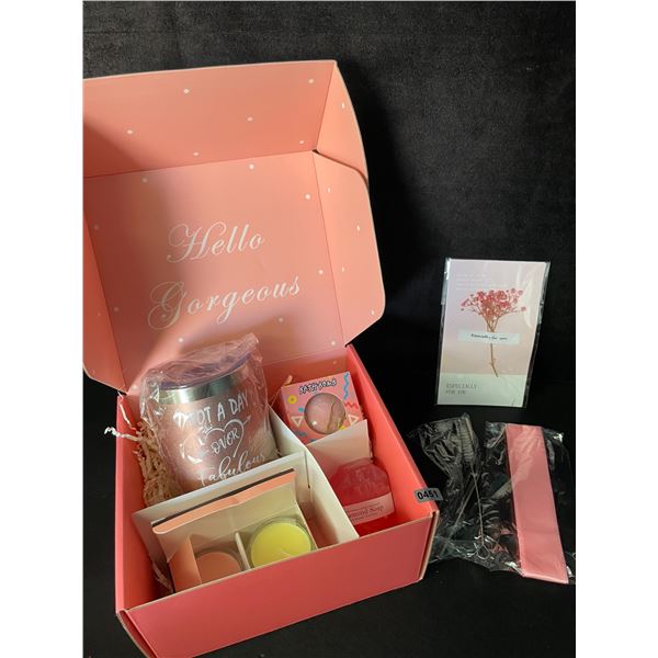 Beauty Gift Set/Spa Gift Set for Women - Includes Tumbler Mug, Candles, Bath Bomb, Soap - New