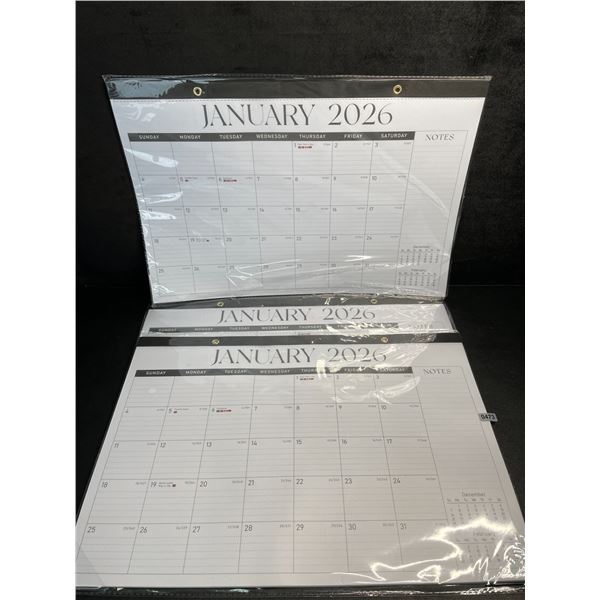 Lot of 3 Large Desk/Wall Monthly Calendars (2026) 17" x 12" Personal Desk Monthly Planner Pads; New