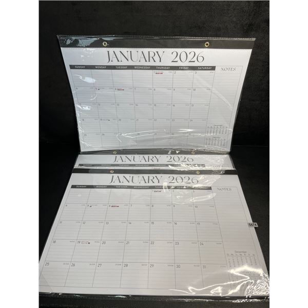 Lot of 3 Large Desk/Wall Monthly Calendars (2026) 17" x 12" Personal Desk Monthly Planner Pads; New