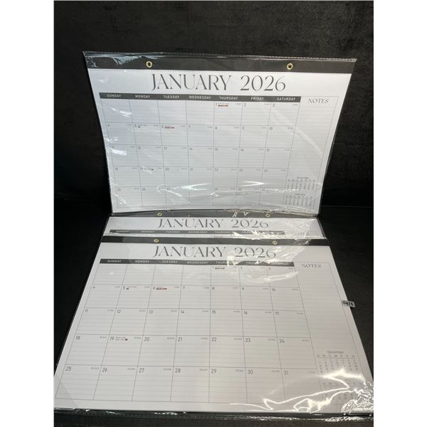 Lot of 3 Large Desk/Wall Monthly Calendars (2026) 17" x 12" Personal Desk Monthly Planner Pads; New