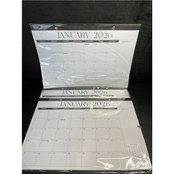 Lot of 3 Large Desk/Wall Monthly Calendars (2026) 17" x 12" Personal Desk Monthly Planner Pads; New