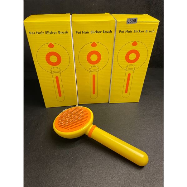 3 Pet Hair Slicker Brushes - Easy One-Click Hair Remover Button - New