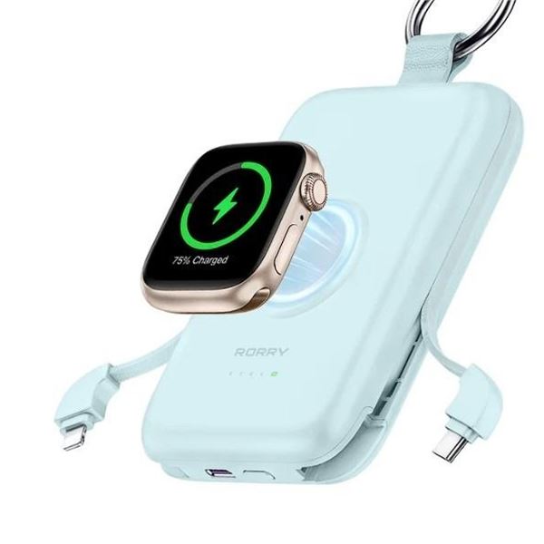 Rorry 10,000mAh Portable Power Bank PD 20W Fast Portable Charger w/ Built-In Cables - New Sealed