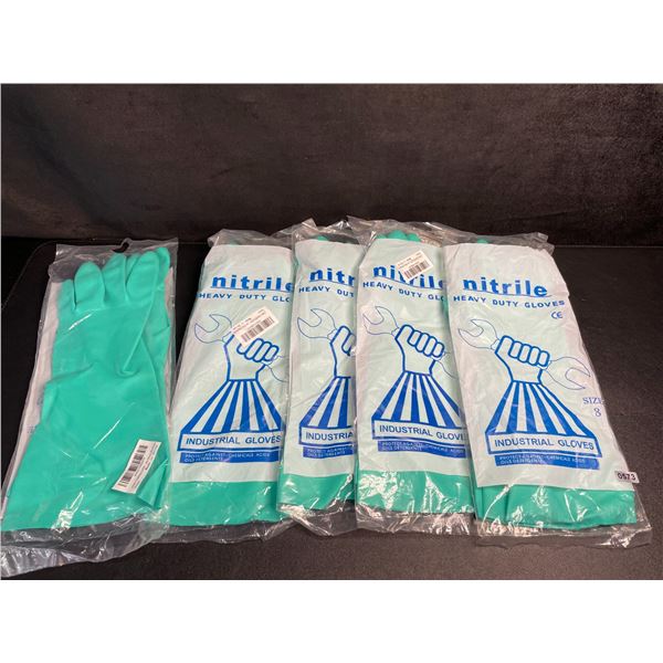 5 Pairs/Packs of Nitrile Heavy Duty Gloves - Industrial Gloves/Chemical Gloves - New