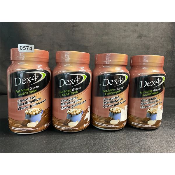4 Bottles of Dex4 Fast-Acting Glucose Tablets (Chocolate-Marshmallow) 50 Chewable Tabs Each - New