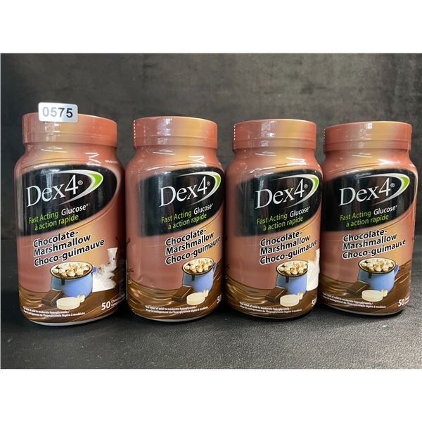 4 Bottles of Dex4 Fast-Acting Glucose Tablets (Chocolate-Marshmallow) 50 Chewable Tabs Each - New