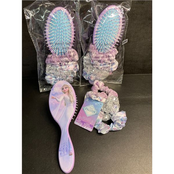 3 Disney Frozen Hair Brush & Hair Scrunchie Gift Sets for Girls - New